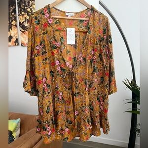 NWT Patrons of Peace Boho Front Tie Top / Beach Cover Up